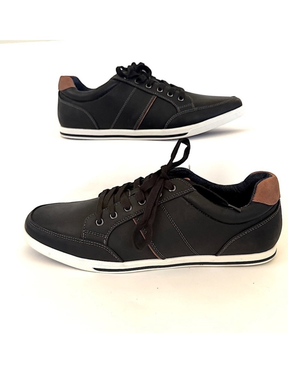 Aldo Men's Low Top Lace Up Black/Brown Synthetic Sneakers, Size 13, NWOT